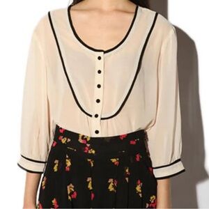 Urban Outfitters Twee Sheer Blouse with Black Accents Size Medium